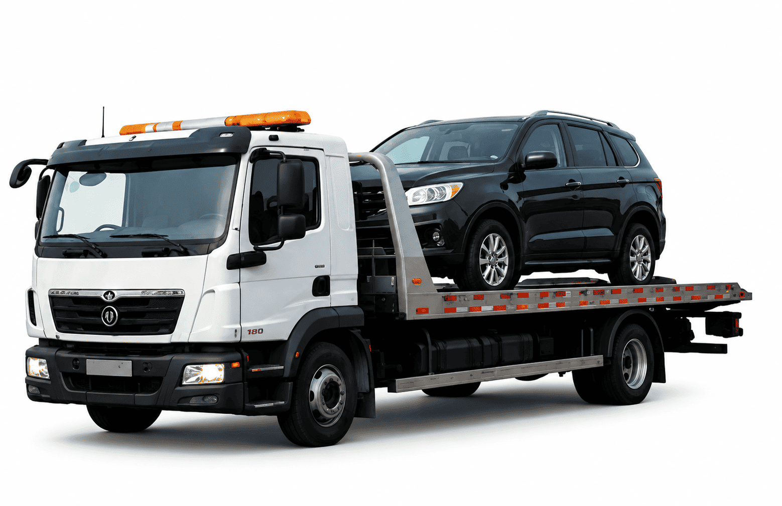 Flatbed Tow Truck Transporting Car